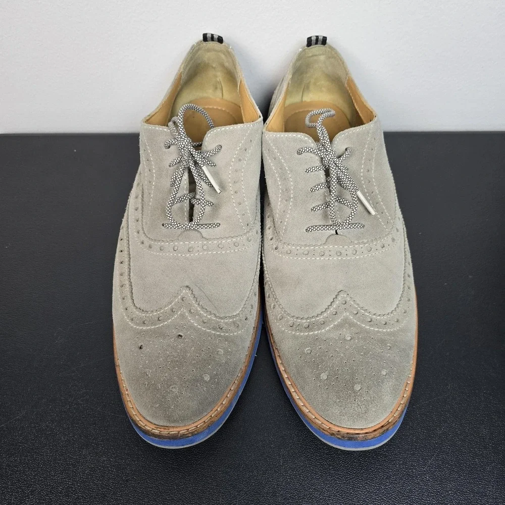 Cole Haan Shoes Mens 9.5 Gray Suede Morris Wingtip Oxford Sneakers Comfort Dress